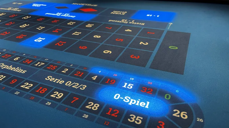 Detailansicht eines digitalen Roulette Spielfelds in der Spielbank Rostock